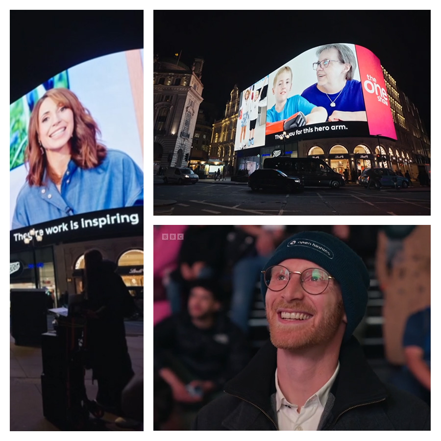 Prime Time BBC Programme Takes Over Picadilly Lights to Honour Open Bionics